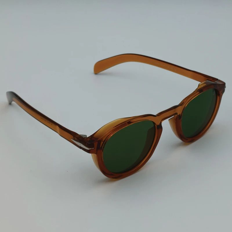 Retro Amber Round Sunglasses – Green UV400 Lens (Unisex)