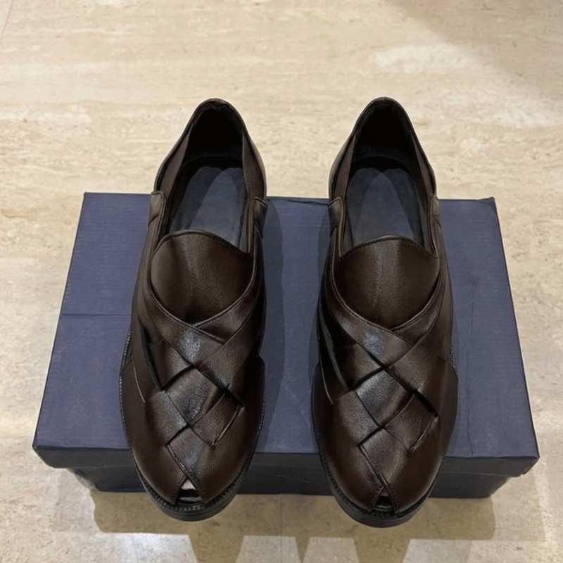 Men’s Premium Woven Leather Slip-On Loafers – Stylish Casual Ethnic Comfort Shoes