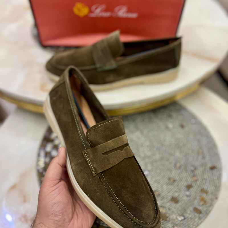 Men’s Premium Suede Slip-On Loafers – Genuine Leather Penny Loafers with Handmade TPR Sole