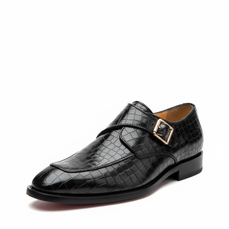 JonasParamount Monk Strap Moccasins for Men – Handmade Faux Leather Dress Shoes