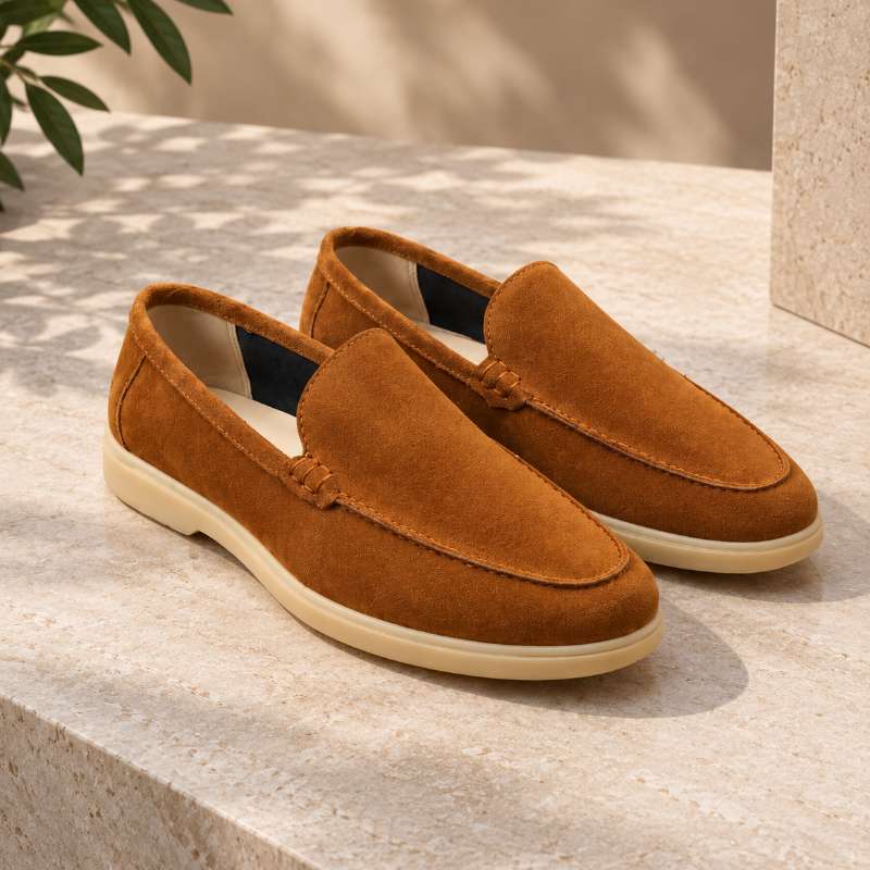 Premium Men's Leather Slip-On Loafers | Handmade TPR Sole