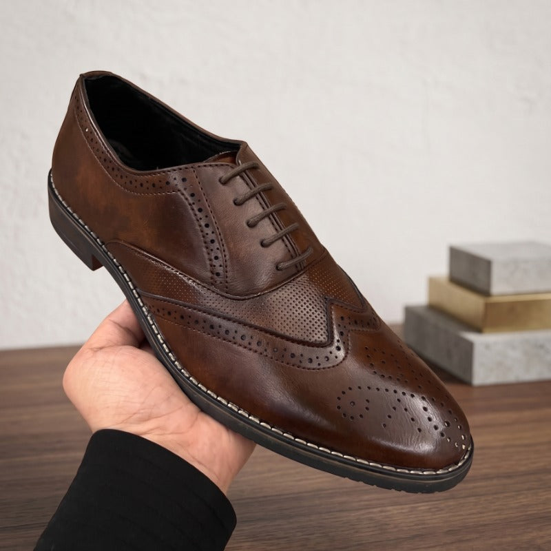 Premium Men’s Formal Brogue Shoes – Wrinkle Free Faux Leather Oxford Shoes