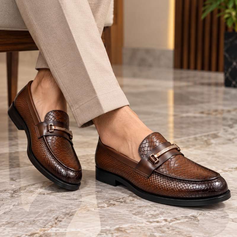 Men's Premium Textured Moccasins | Handmade TPR Sole | Formal Slip-On Shoes
