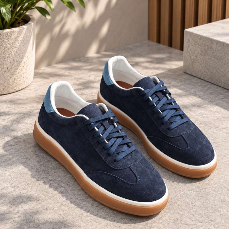 Premium genuine Indian leather sneakers for men with a stylish low-top design, handmade TPR sole and comfortable inner lining. Available in UK 6–UK 10.