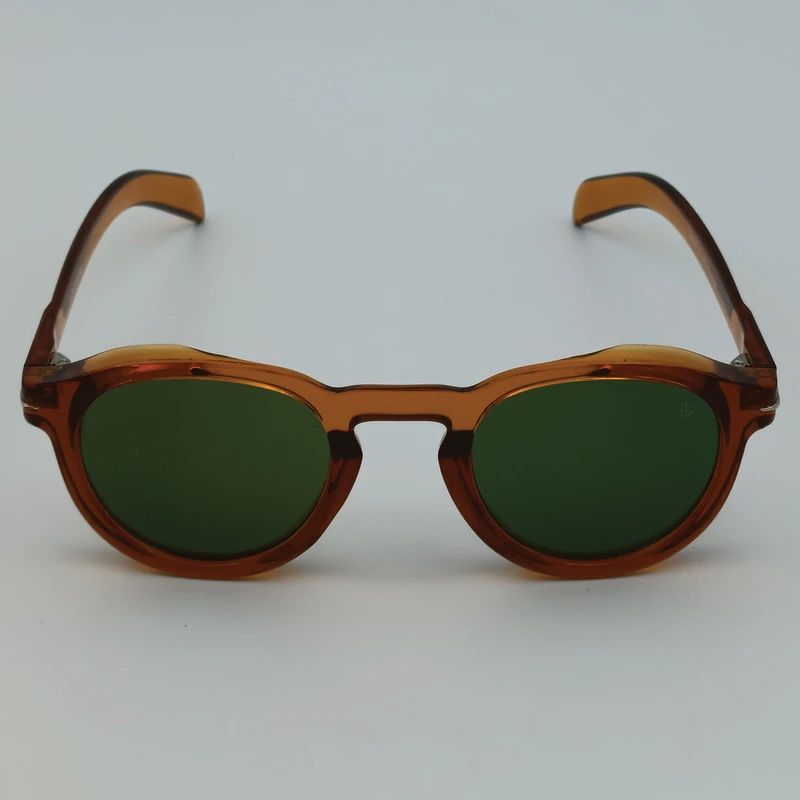 Retro Amber Round Sunglasses – Green UV400 Lens (Unisex)