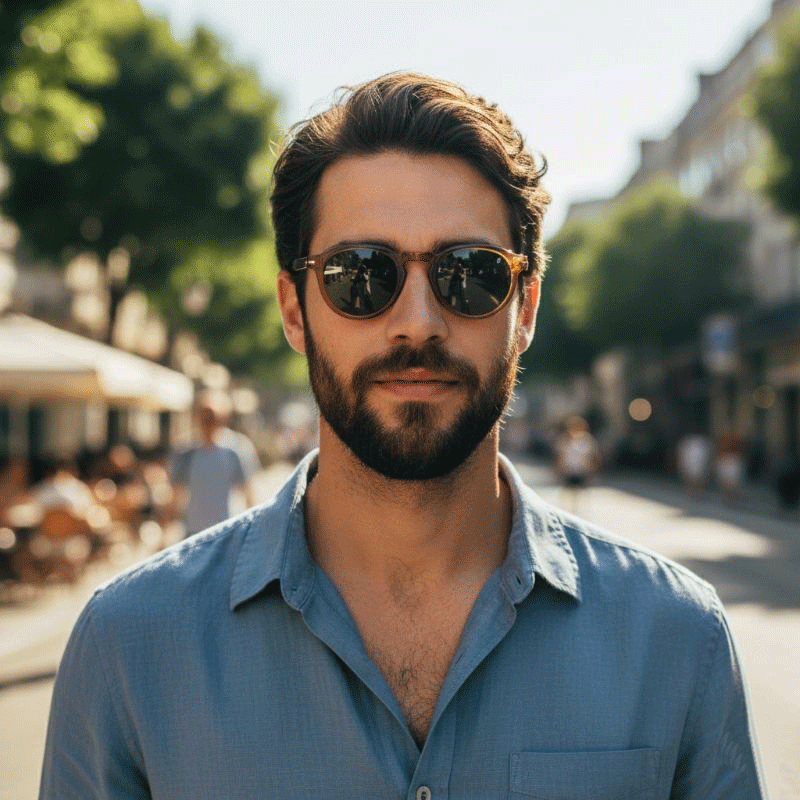 Retro Amber Round Sunglasses – Green UV400 Lens (Unisex)