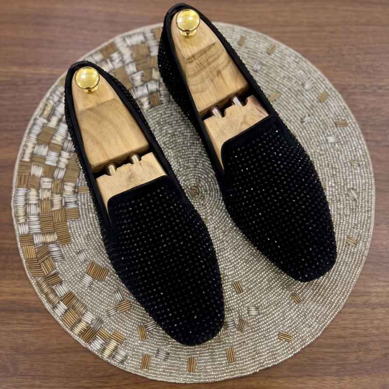 Luxury Black Studded Loafers for Men