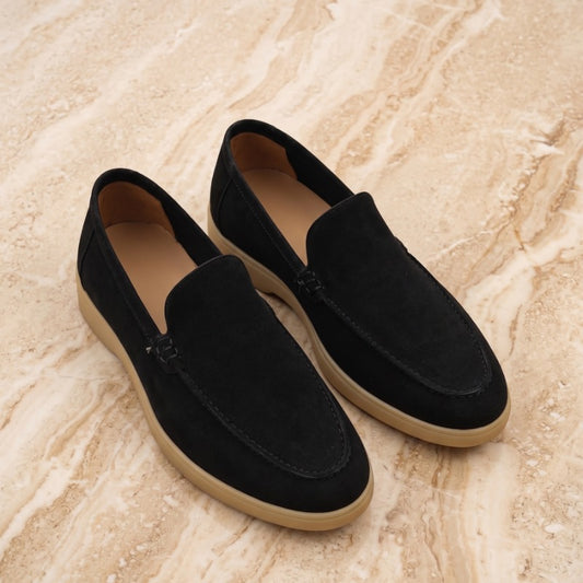 Premium Genuine Leather Slip-On Loafers for Men – Handmade Casual Comfort Shoes with TPR Sole
