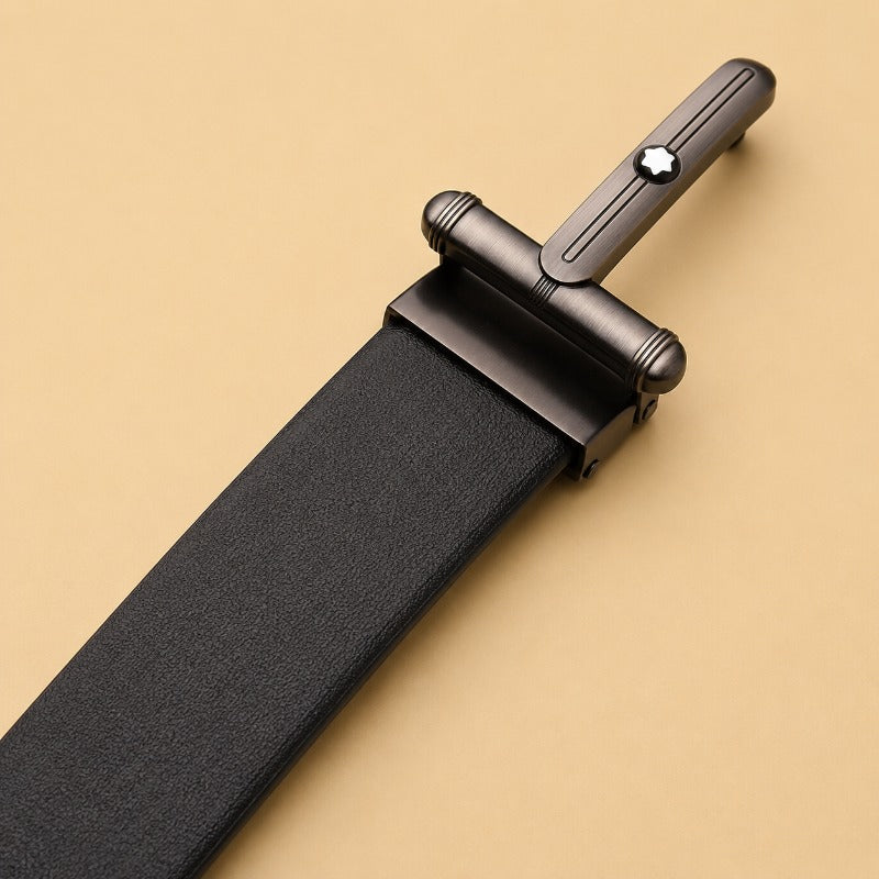 Dual Tone Grey Luxe Leather Belt for Men