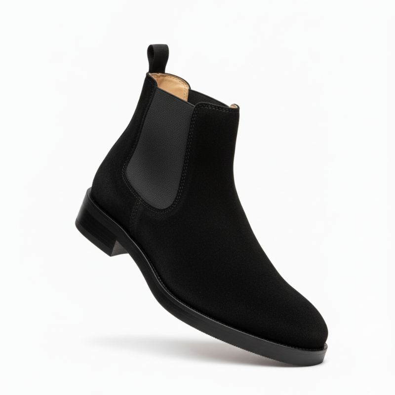 Premium Black Suede Boots by JonasParamount – Handmade Leather Sole