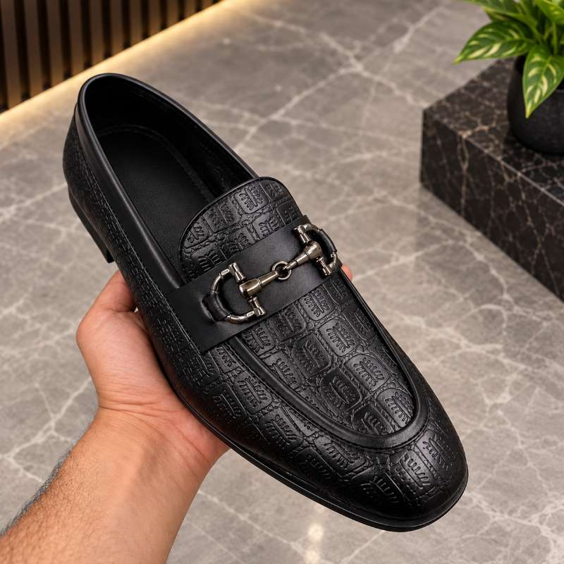Premium Horse bit Embossed Moccasins for Men – Handmade Faux Leather Loafers