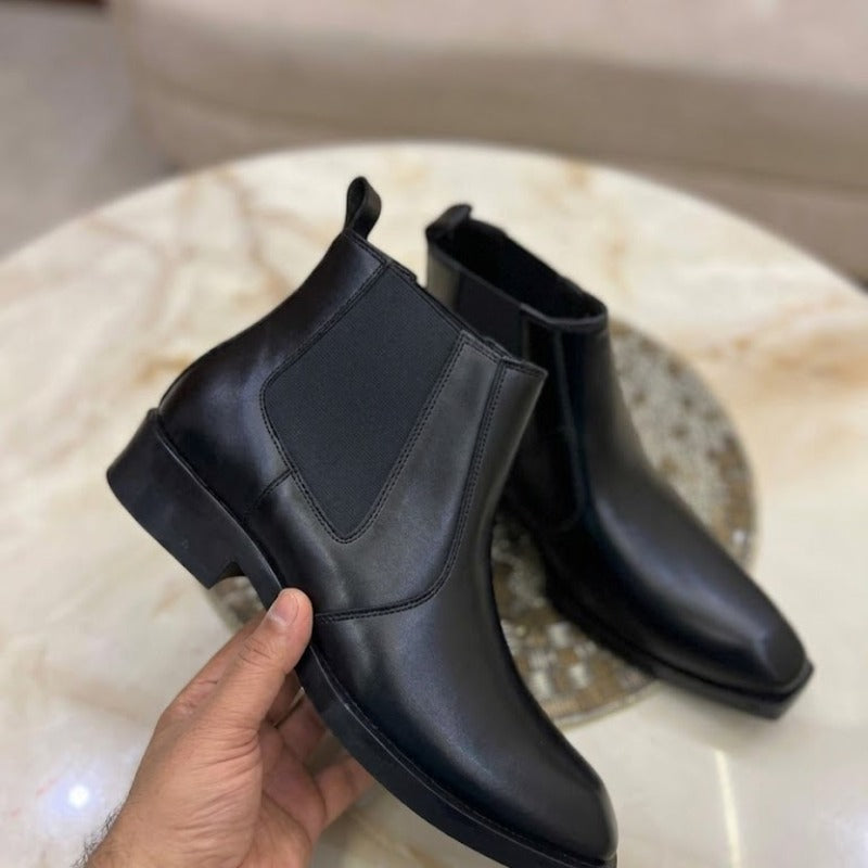 Wrinkle-Free Faux Leather Ankle Boots with Comfortable TPR Sole