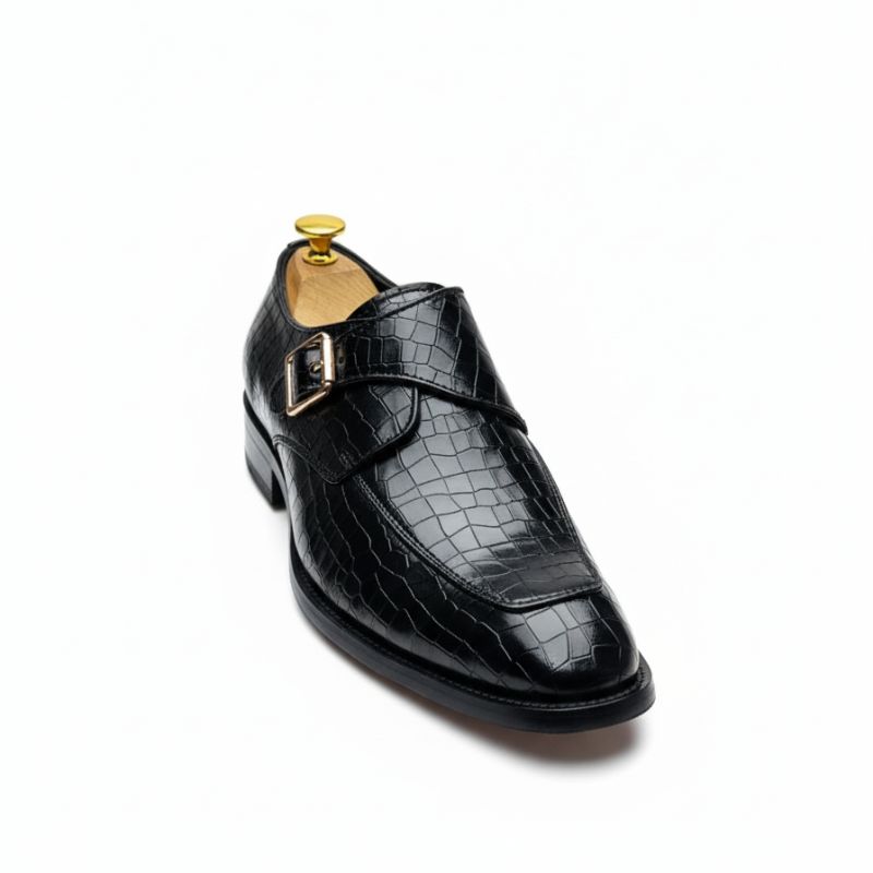 JonasParamount Monk Strap Moccasins for Men – Handmade Faux Leather Dress Shoes