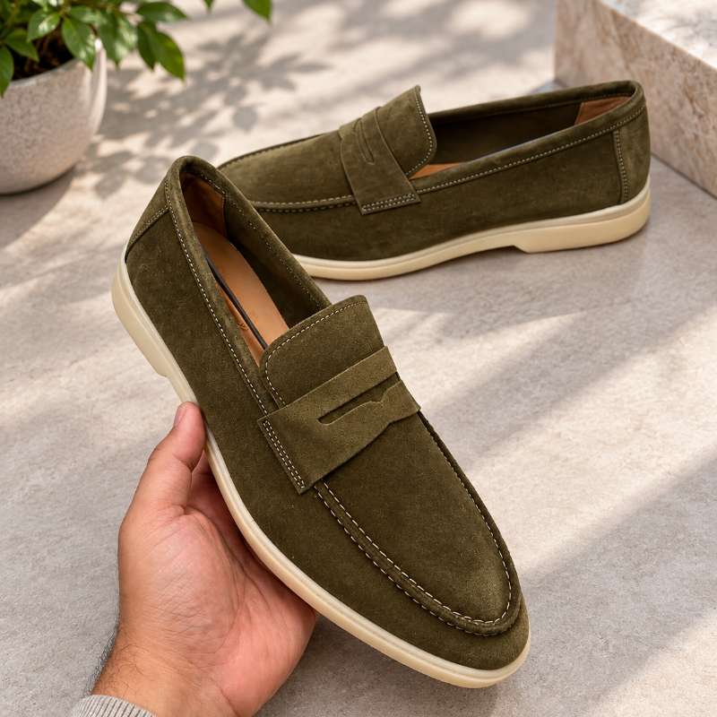 Premium Leather Slip-On Loafers for Men – Handmade TPR Sole