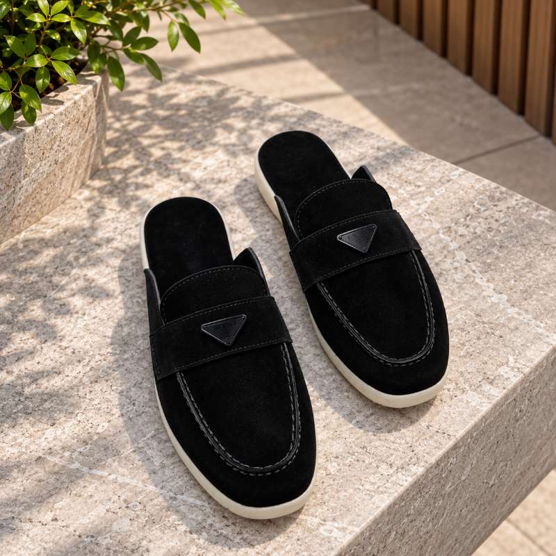 Men's Premium Suede Slip-On Loafers – Backless Mules