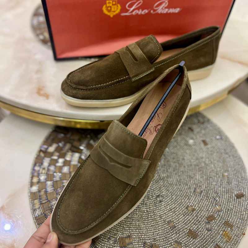 Men’s Premium Suede Slip-On Loafers – Genuine Leather Penny Loafers with Handmade TPR Sole