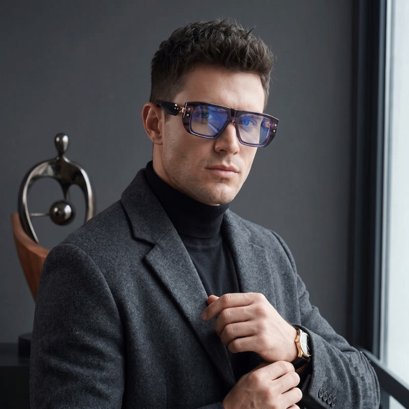 Luxury Blue Light Blocking Rectangle Glasses for Men & Women