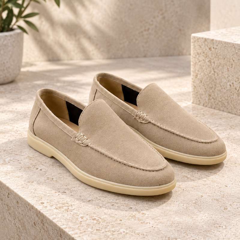Premium Men's Leather Slip-On Loafers | Handmade TPR Sole