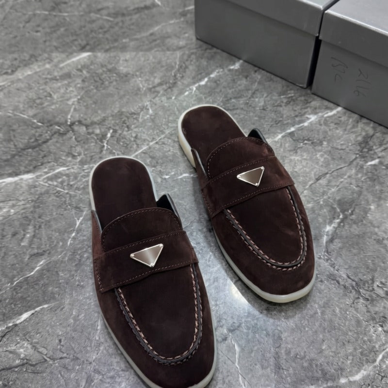 Men's Premium Leather Mule Loafers – Open Back Slip-On Casual Luxury Slides