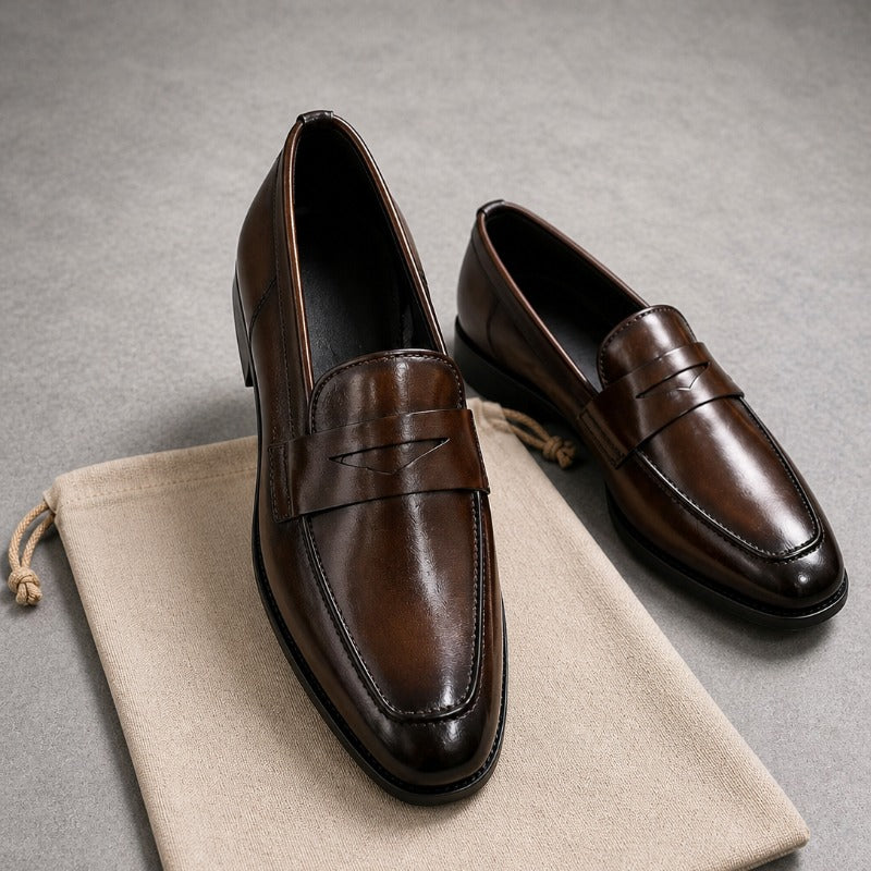 Premium Men’s Penny Moccasins – Luxury Formal Slip-On Loafers
