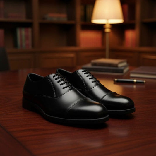 Men's Premium Black Cap Toe Formal Shoes