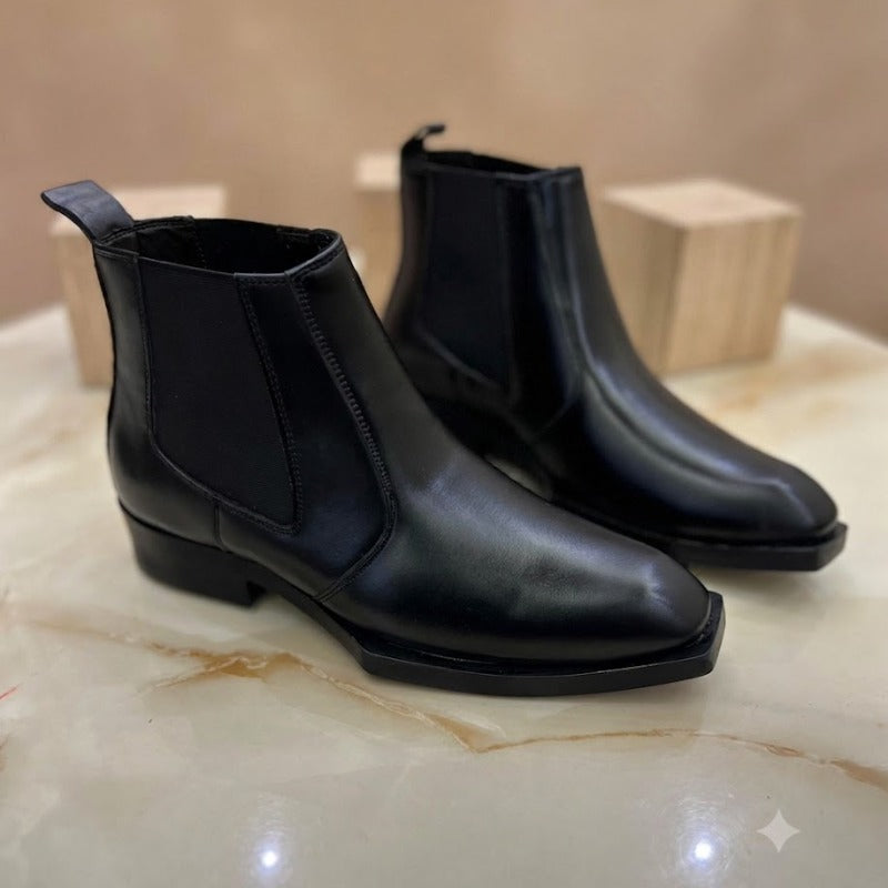 Wrinkle-Free Faux Leather Ankle Boots with Comfortable TPR Sole