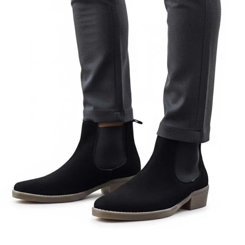 JonasParamount Premium Black Suede Boots – Handmade Leather Sole
