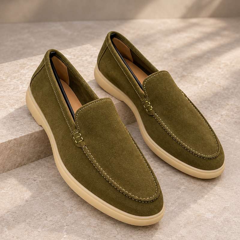 Premium Men's Leather Slip-On Loafers | Handmade TPR Sole