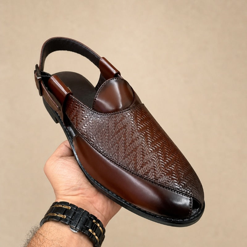 Premium Woven Peshawari Sandal for Men – Faux Leather Ethnic Sandals