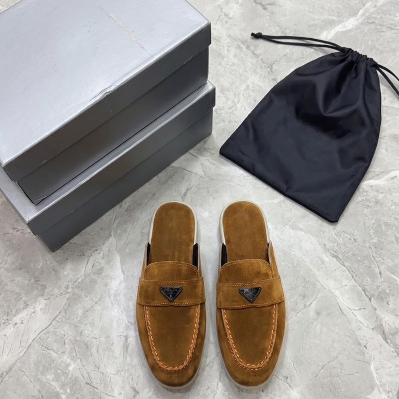 Men's Premium Leather Mule Loafers – Open Back Slip-On Casual Luxury Slides