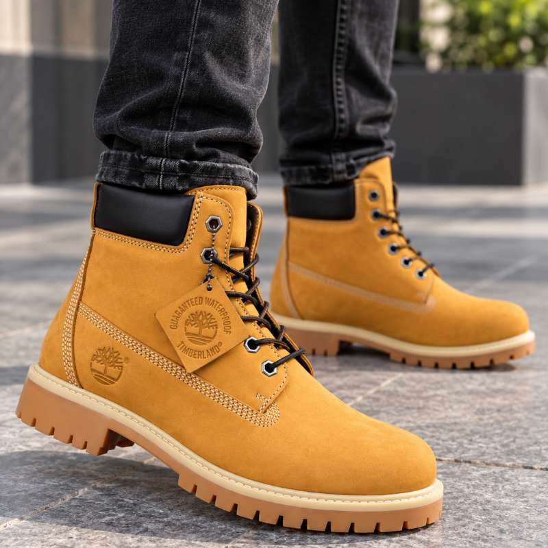 Men’s Premium Genuine Leather Lace-Up Boots | High-Top Casual Boots