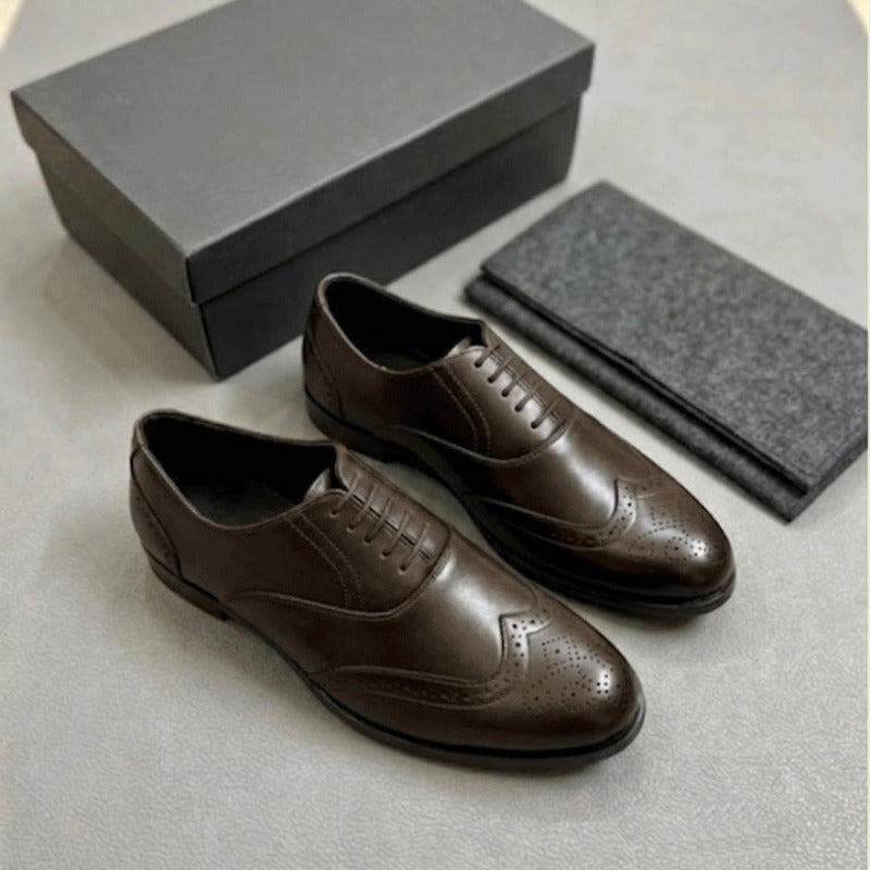 Men's Premium Brogue Lace-Up Formal Shoes – Classic Wingtip Office & Party Wear Shoes