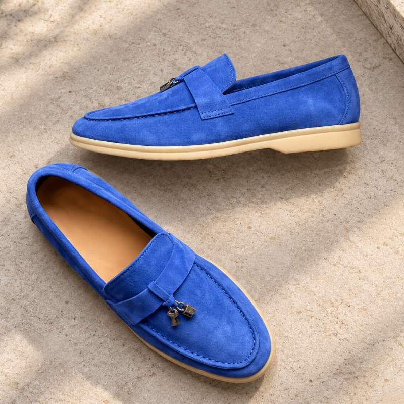 Premium Genuine Leather Slip-On Loafers for Men with Lock Pattern