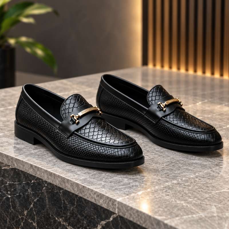 Men's Premium Textured Moccasins | Handmade TPR Sole | Formal Slip-On Shoes