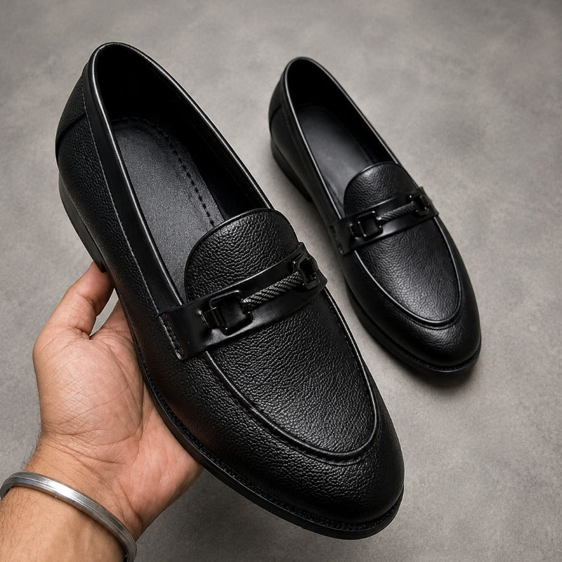 Premium Men’s Metal Bit Moccasins – Luxury Formal Slip-On Loafers