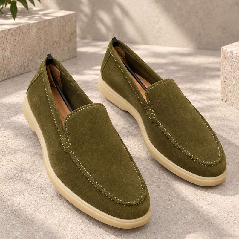 Premium Men's Leather Slip-On Loafers | Handmade TPR Sole