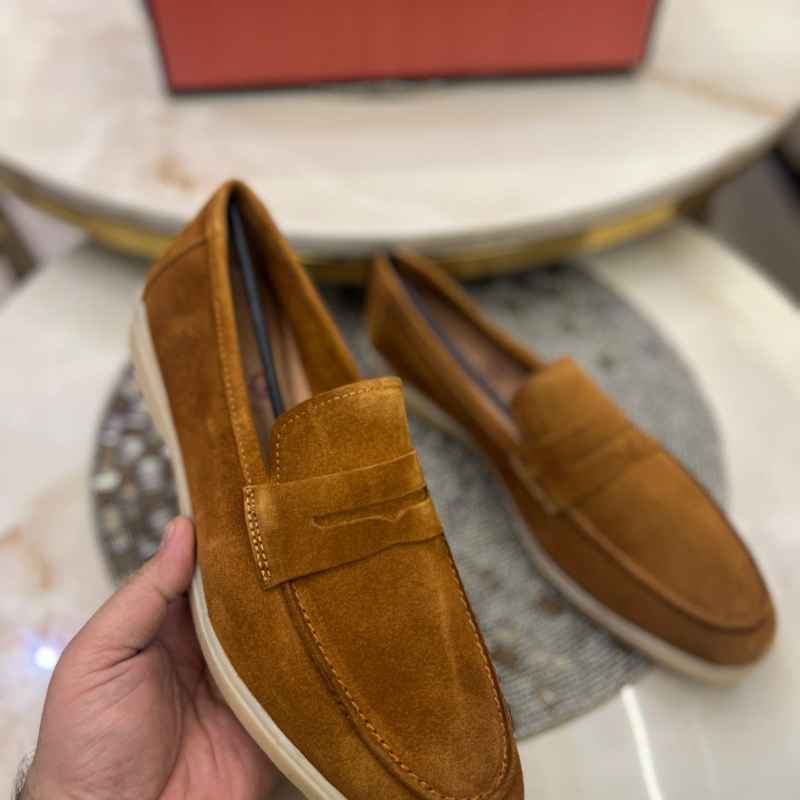 Men’s Premium Suede Slip-On Loafers – Genuine Leather Penny Loafers with Handmade TPR Sole