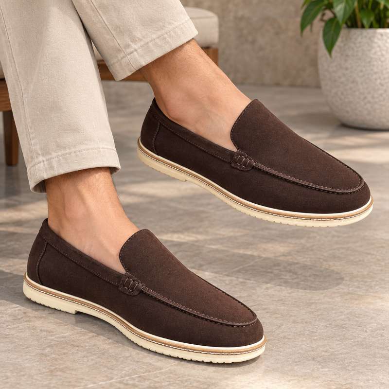 Premium Men's Leather Slip-On Loafers | Handmade TPR Sole | Casual Shoes