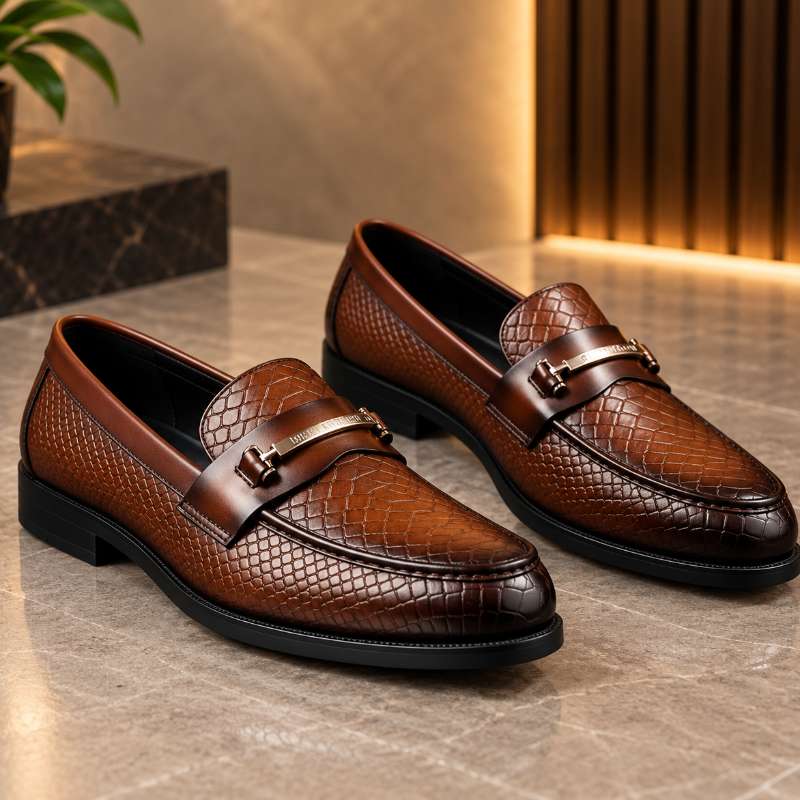 Men's Premium Textured Moccasins | Handmade TPR Sole | Formal Slip-On Shoes