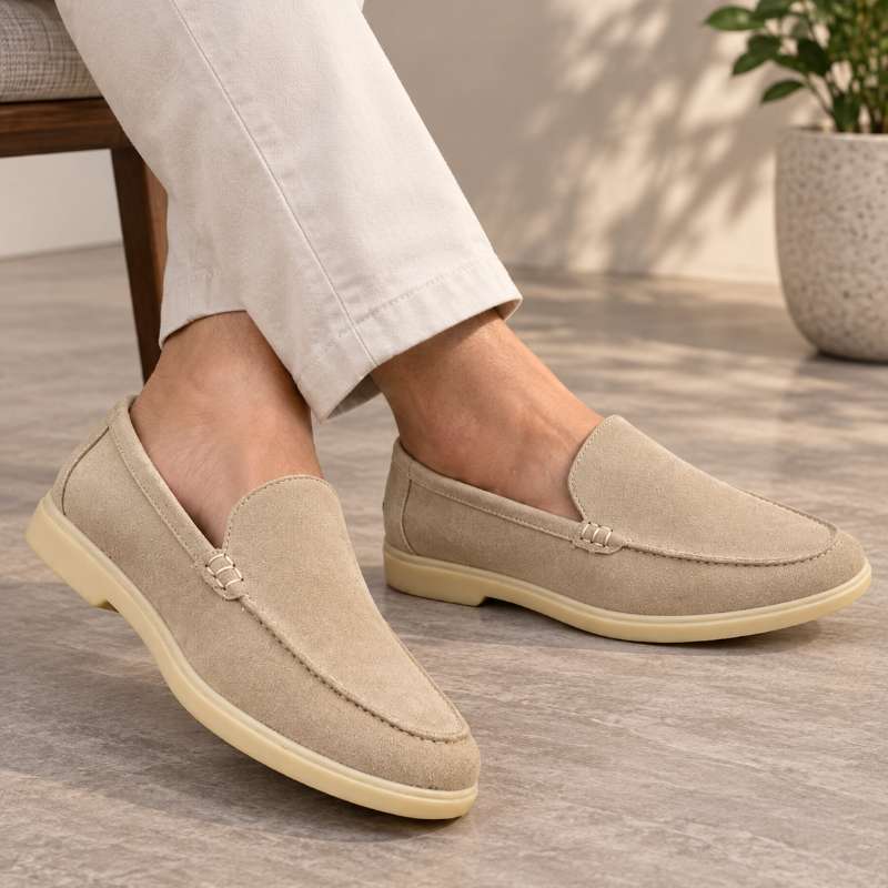 Premium Men's Leather Slip-On Loafers | Handmade TPR Sole