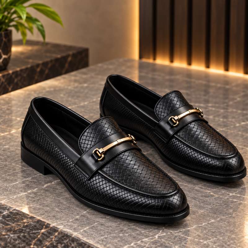 Men's Premium Textured Moccasins | Handmade TPR Sole | Formal Slip-On Shoes