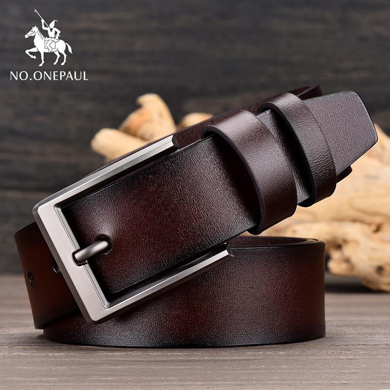 Premium Quality Pin Buckle Genuine Leather Belt For Men- JonasParamount - Coffee