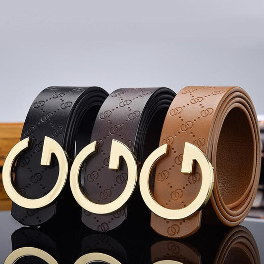 High Quality Luxury G-Shape Leather Belt For Men-JonasParamount