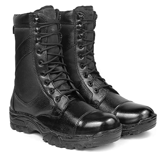 Full Black Pure Leather Army Boots For Men's-JonasParamount
