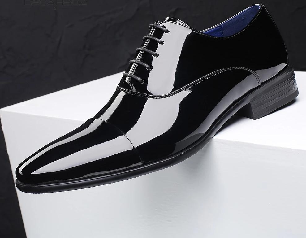 New Mens Wear Shiny Black Premium Design Quality Oxford Formal Shoes-J