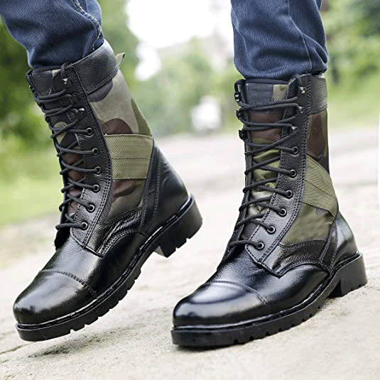 Leather Army Boots For Men's-JonasParamount