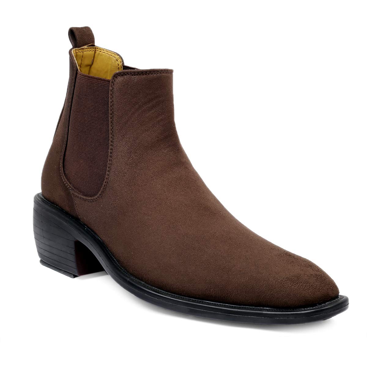 Height Increasing Suede Material Brown Casual Chelsea Boots For Men-JonasParamount