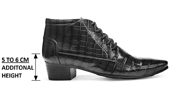 Crocodile Style Height Increasing Faux Leather Material Lace-Up Boots -JonasParamount