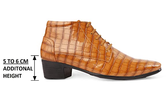 Crocodile Style Height Increasing Faux Leather Material Lace-Up Boots -JonasParamount