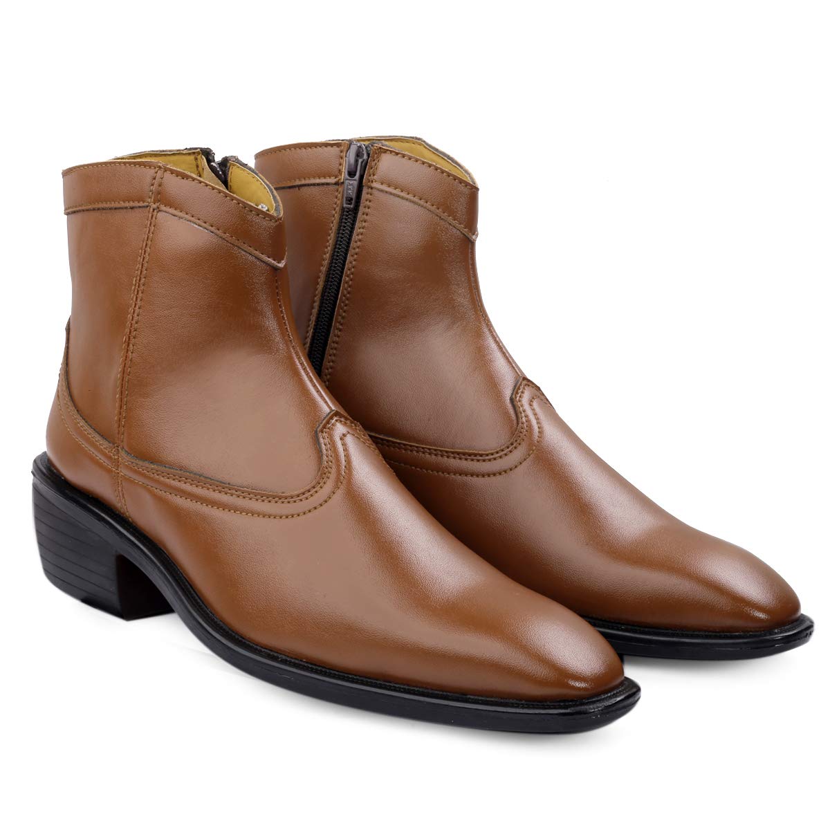 Classy High Ankle Tan Casual And Formal Boot With Zip Pattern-JonasParamount